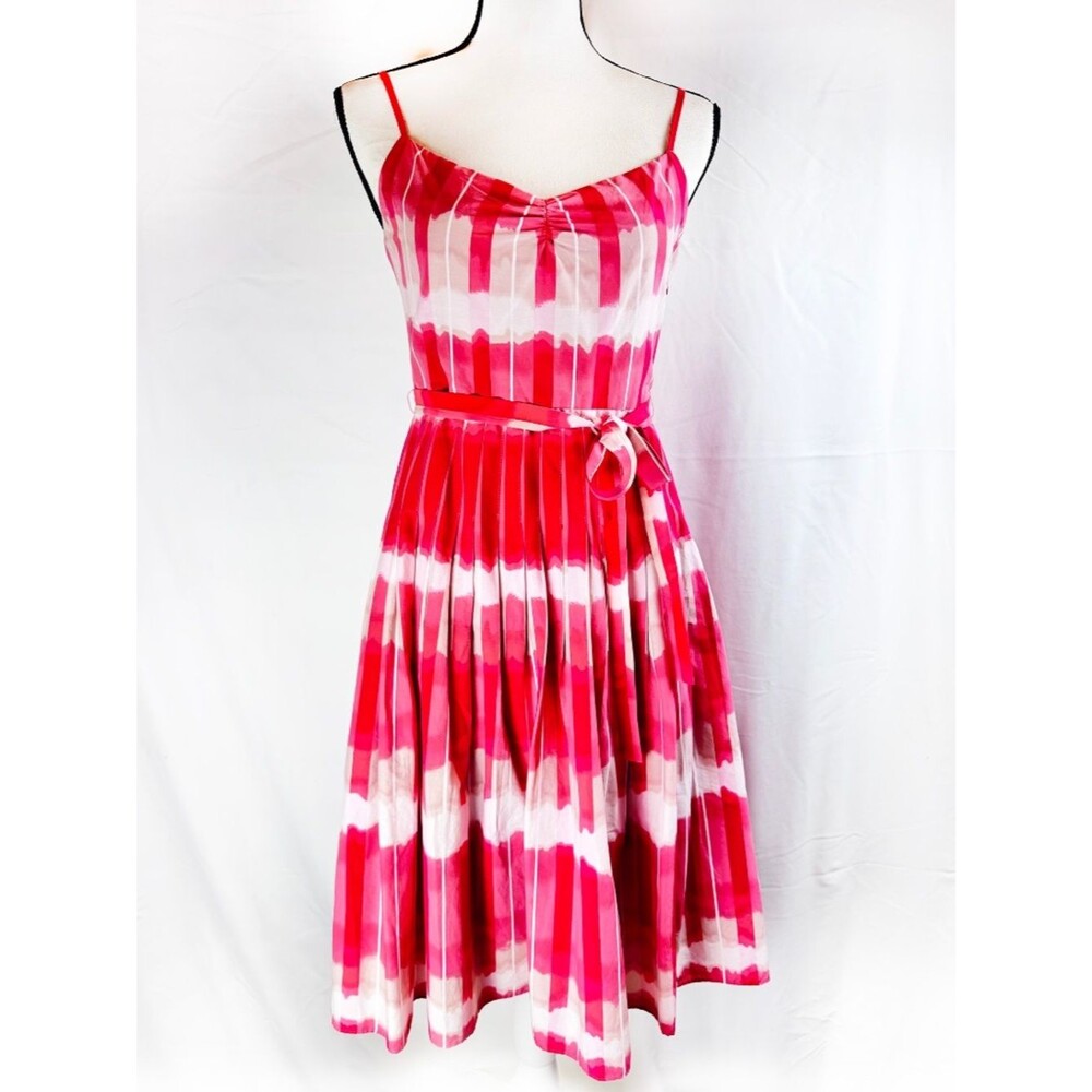BCBGMAXAZRIA Spaghetti Strap Pleated Knee-Length Sundress - Size 6 (A213)